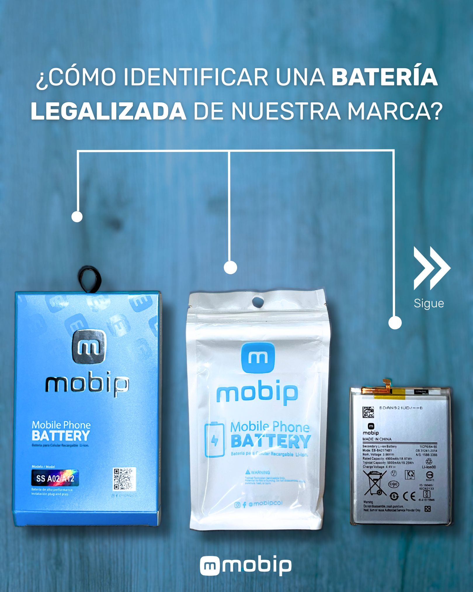 así viene la batería de celular mobip empaques de batería mobip