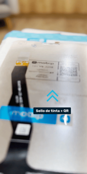 Sello impreso en el dorso del display Mobip